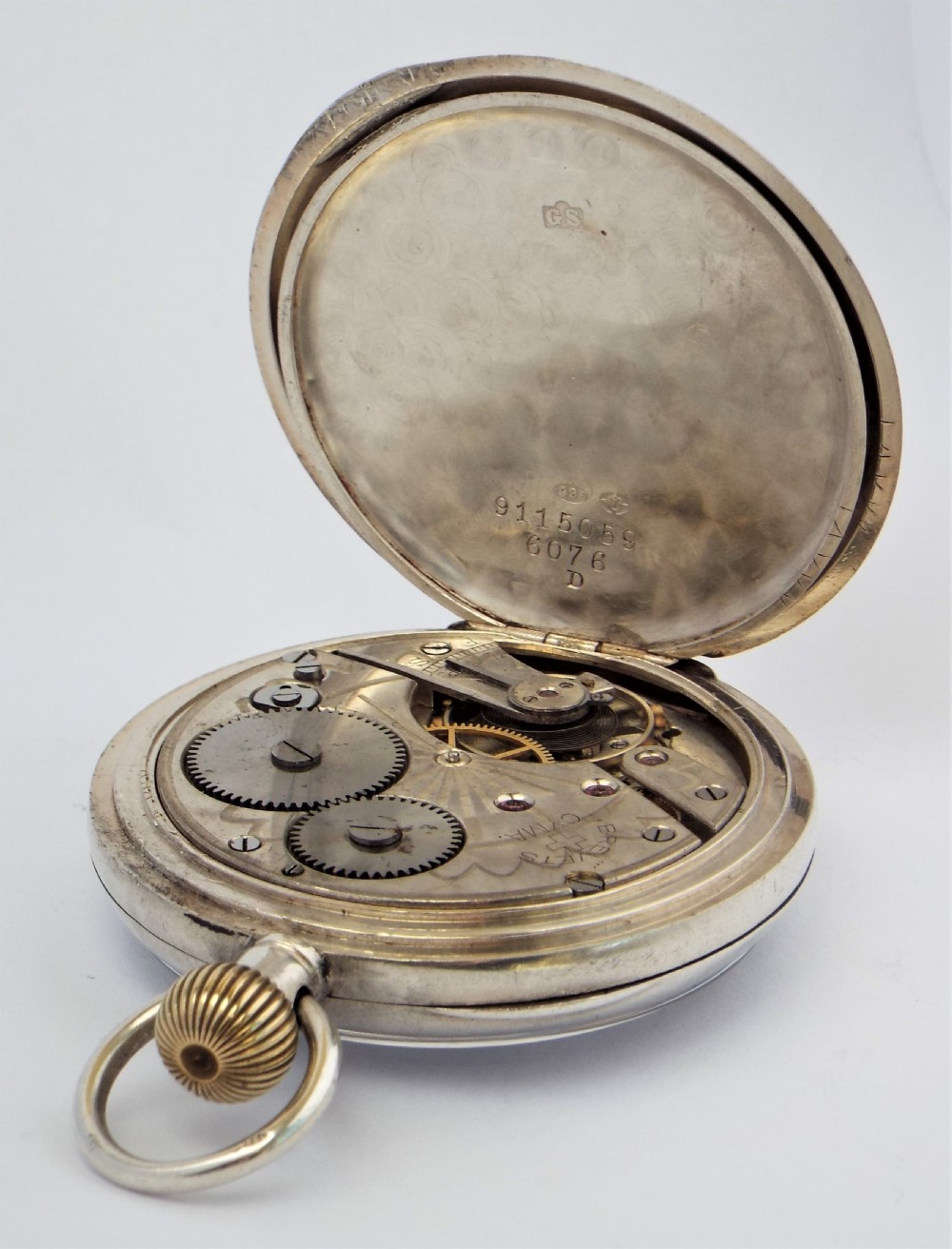 A 1919 silver Cyma pocket watch. View IV