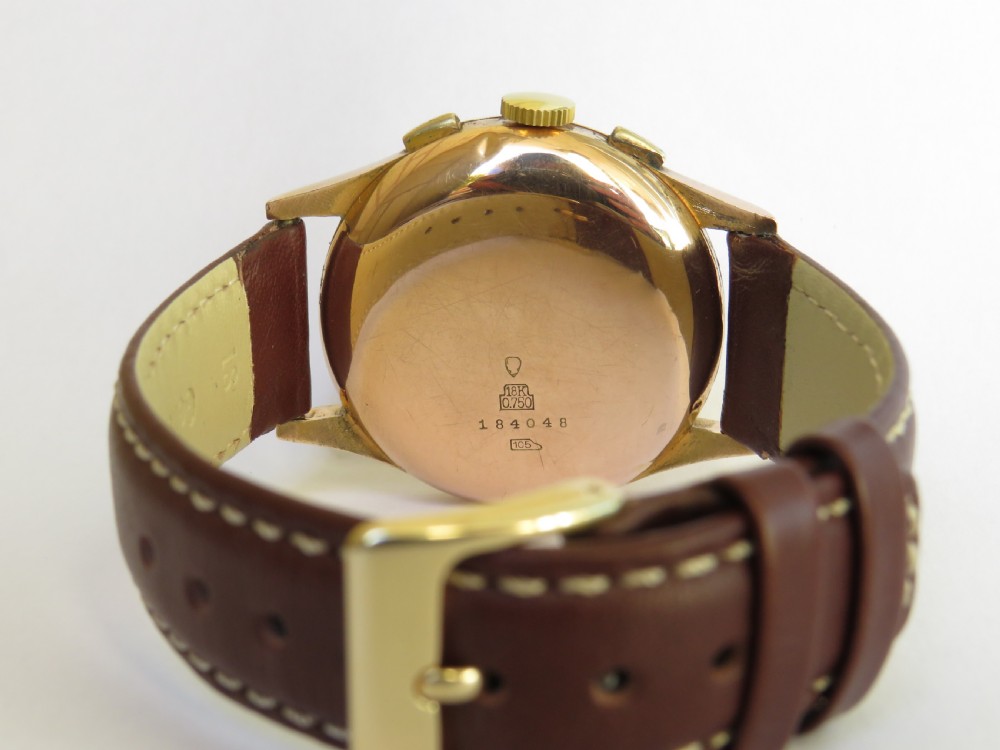 Gents 1950s 18k rose gold Titus chronograph View III