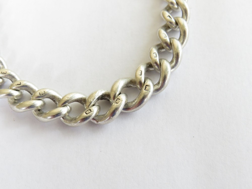 Antique single silver pocket watch chain and fob View IV