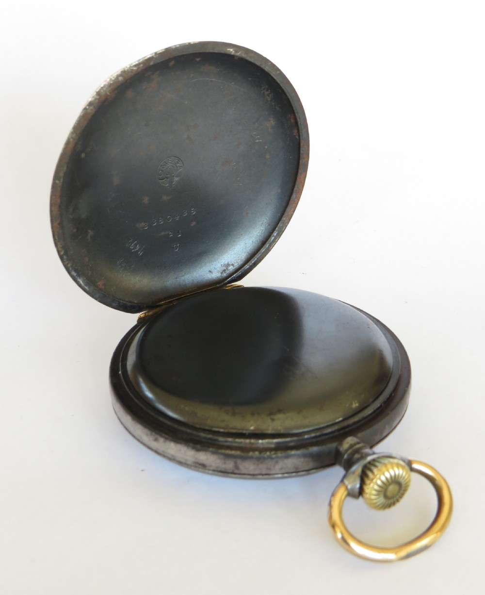 Antique Omega gun metal pocket watch View IV