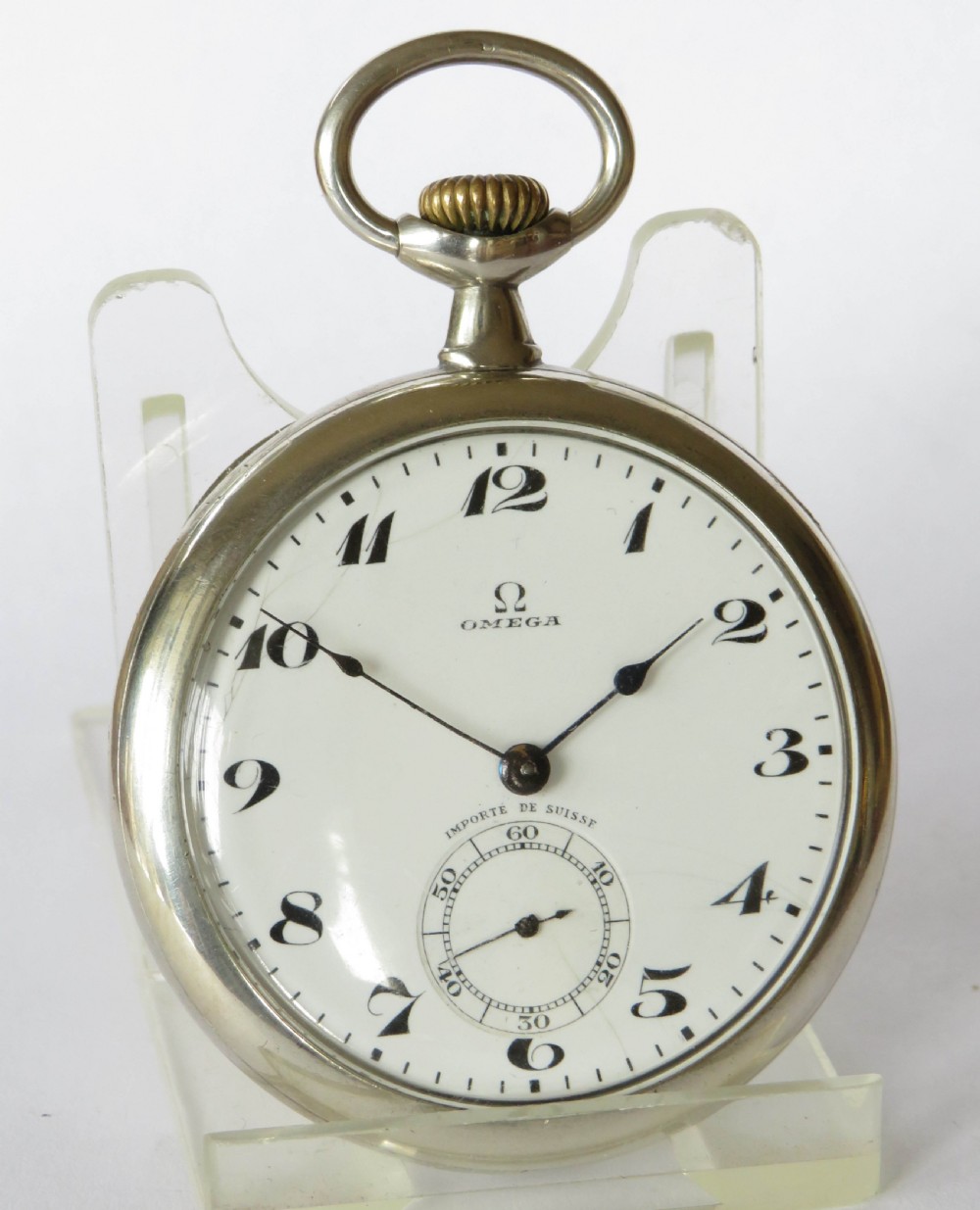 Antique silver Omega pocket watch View II