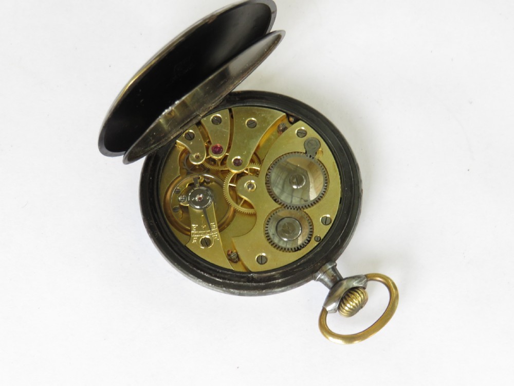 Antique gun metal pocket watch View II