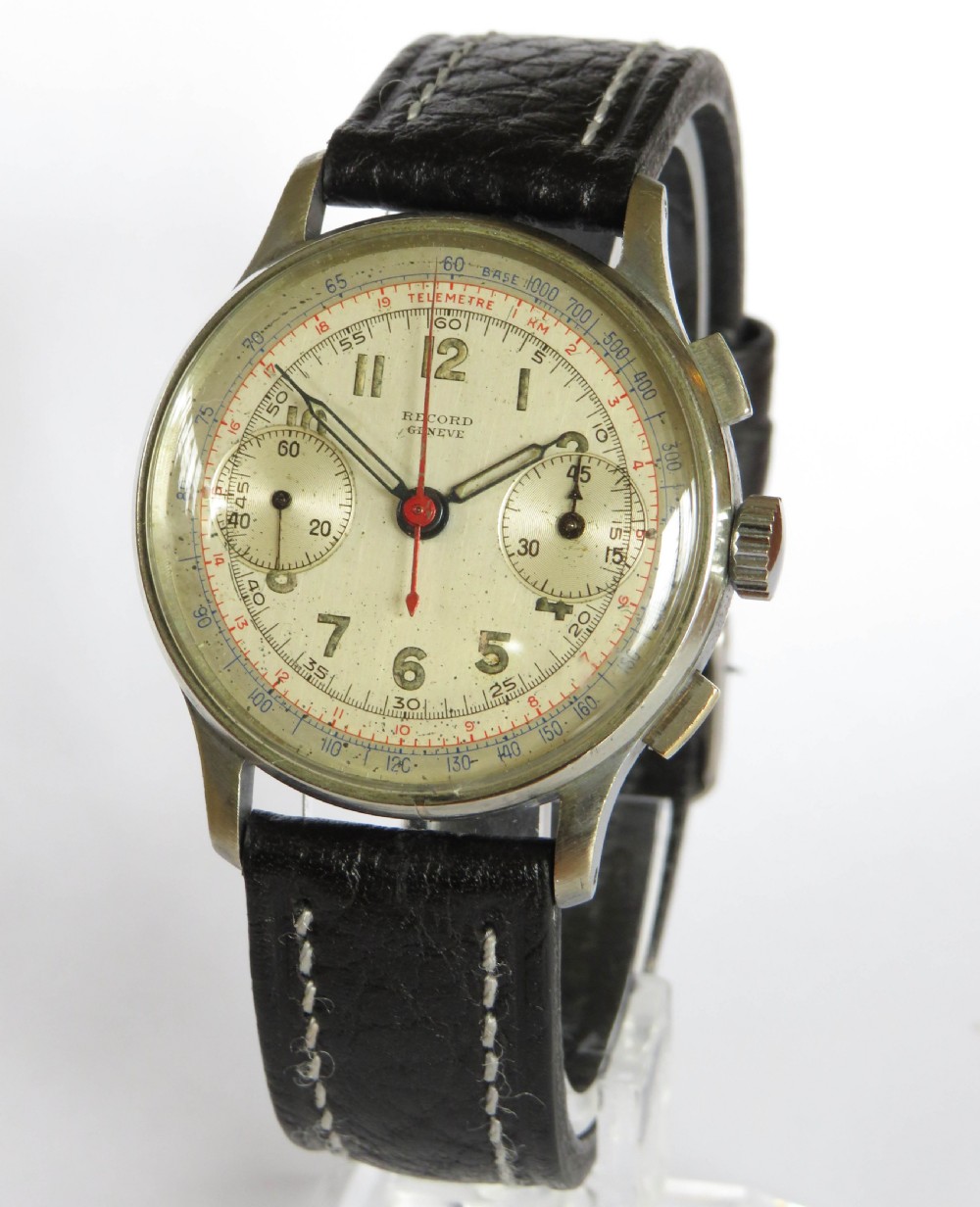 Gents 1940s Record chronograph wrist watch