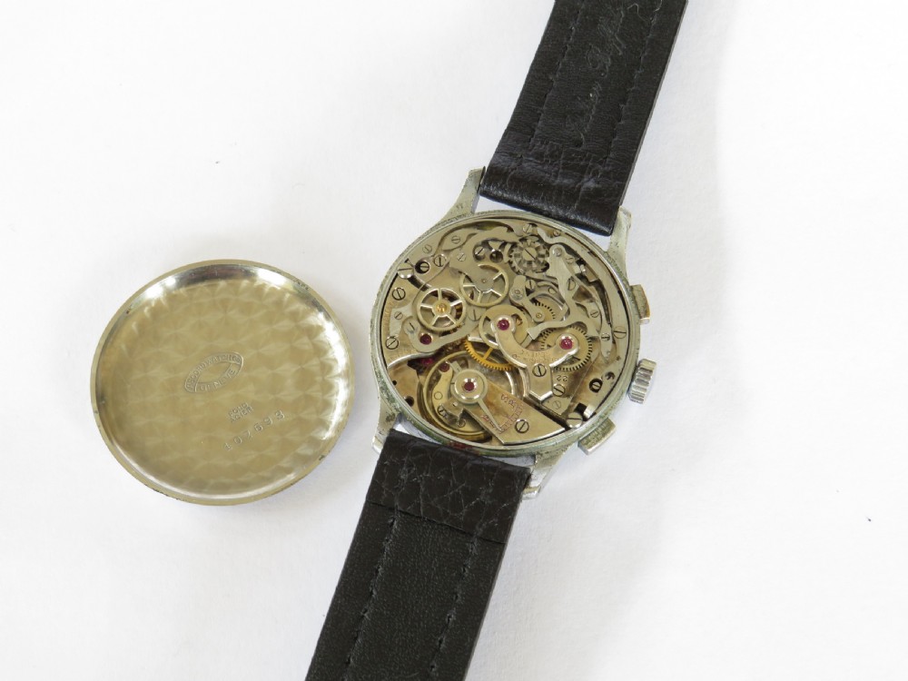 Gents 1940s Record chronograph wrist watch View III