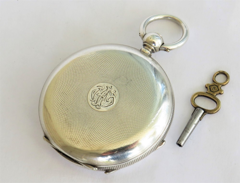 Antique silver hunter pocket watch for J W Benson View IV