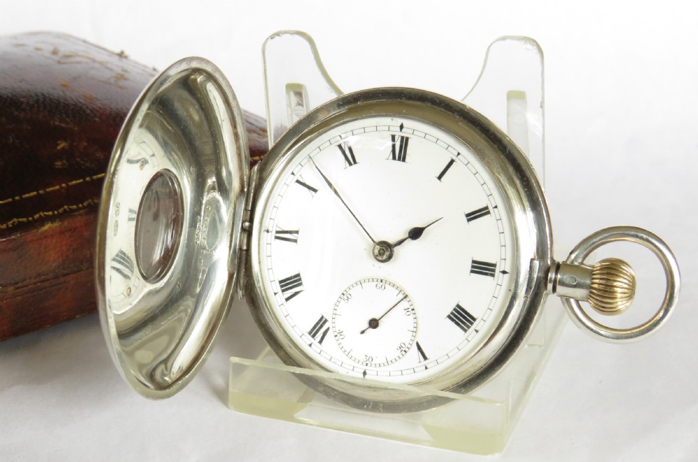 Antique silver and rose gold Electa half hunter pocket watch View III
