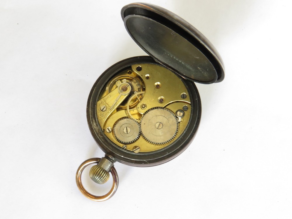 Antique Omega gun metal pocket watch View IV