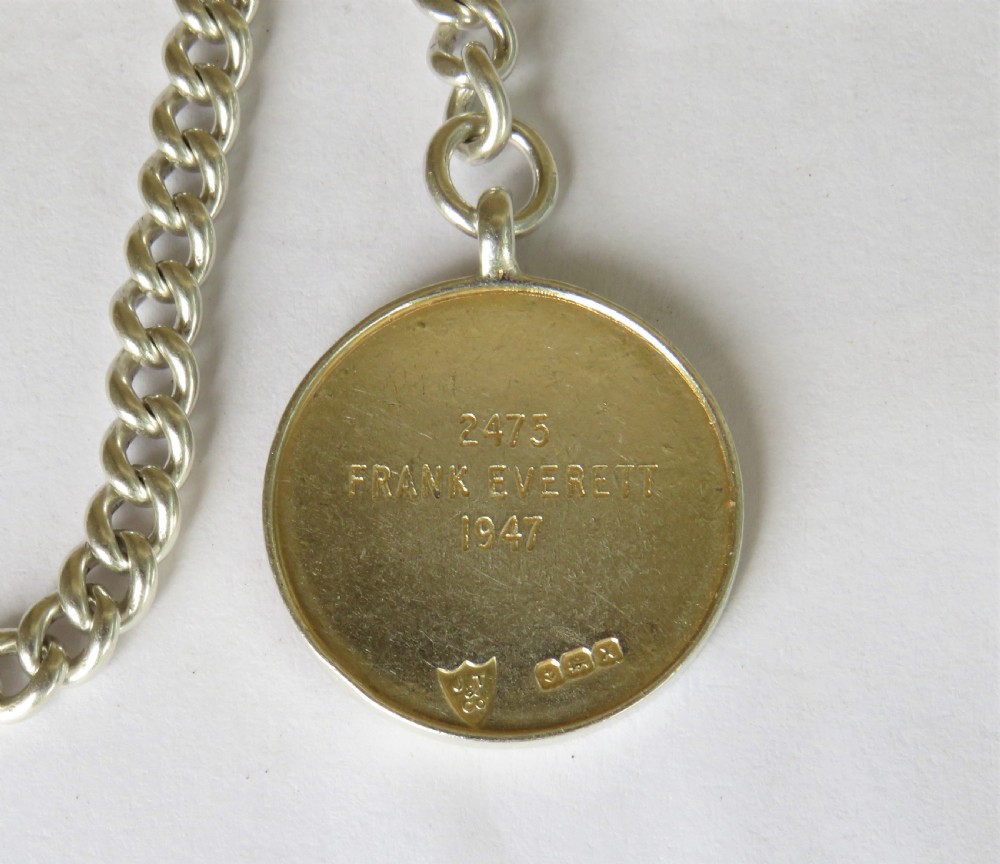 Antique single silver watch chain and fob View III