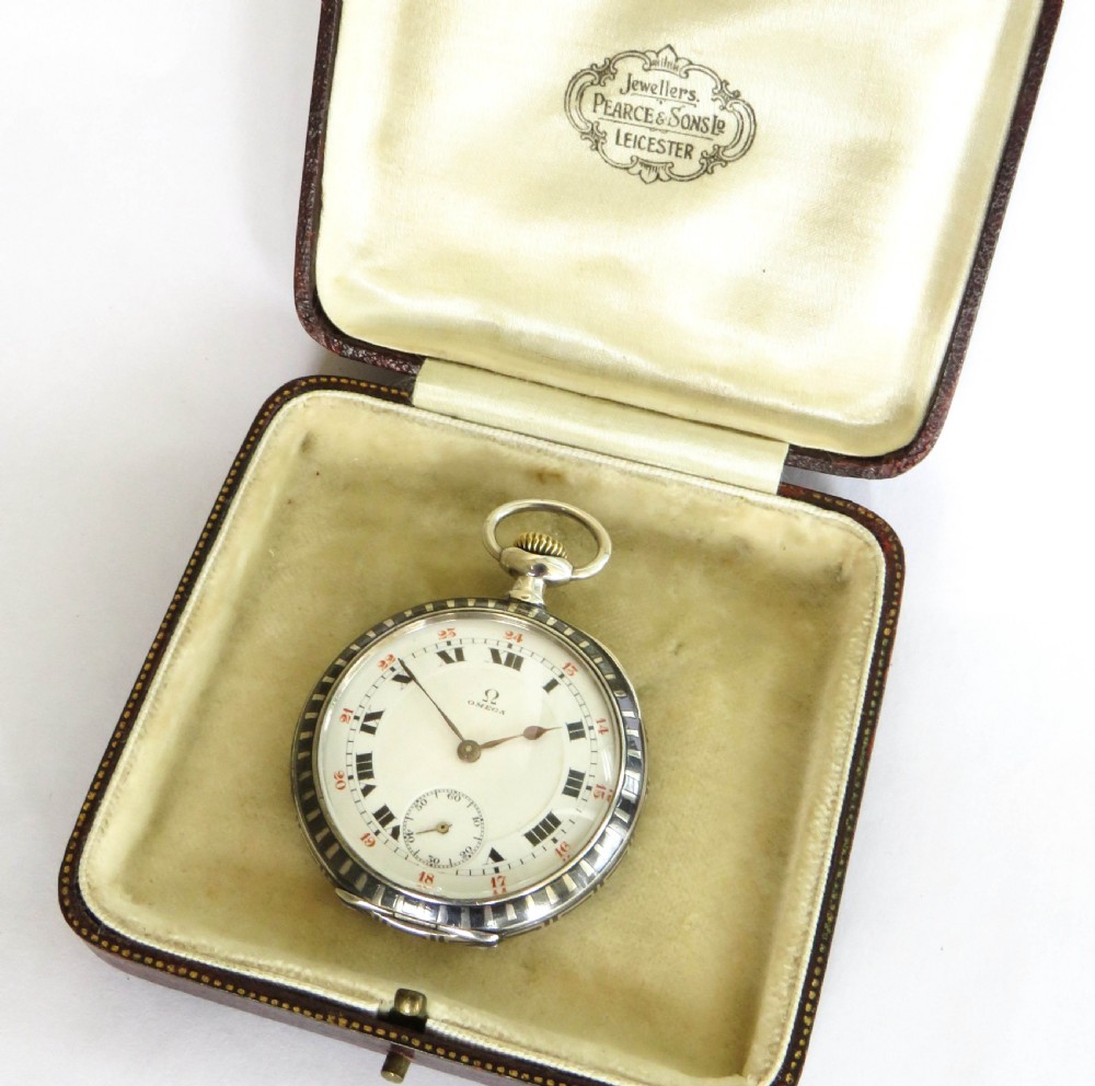 Antique Omega niello cased pocket watch View II