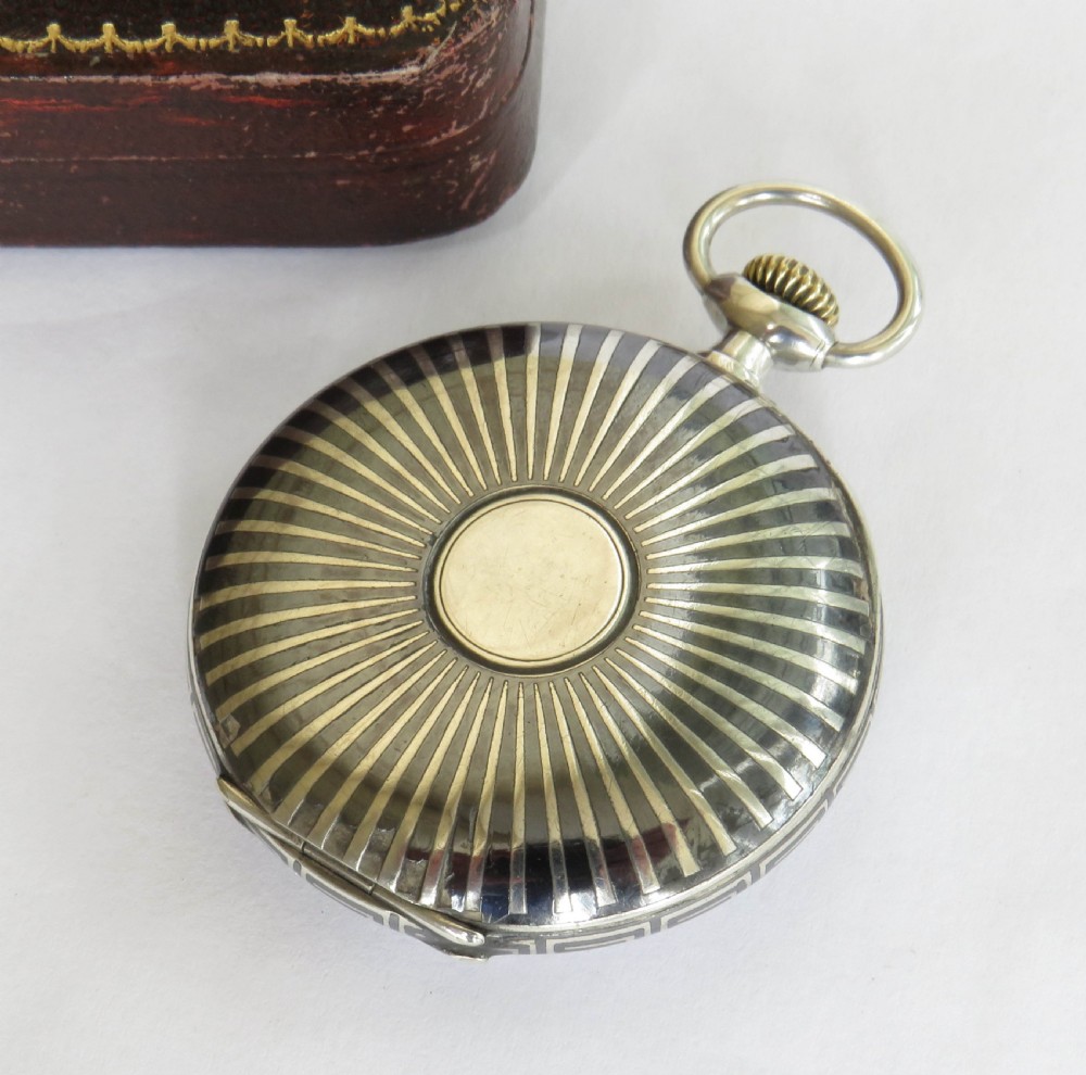 Antique Omega niello cased pocket watch View III