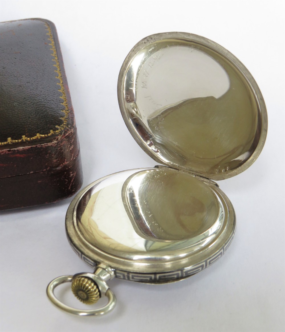 Antique Omega niello cased pocket watch View IV