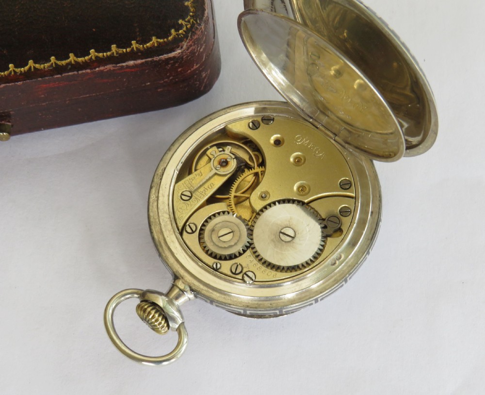 Antique Omega niello cased pocket watch View V