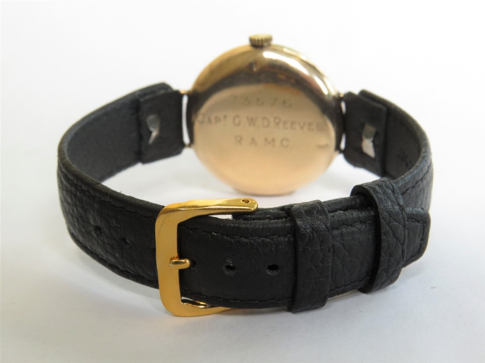 Gents 9ct gold Longines Benson watch, Army link View III