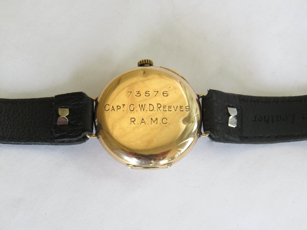 Gents 9ct gold Longines Benson watch, Army link View IV