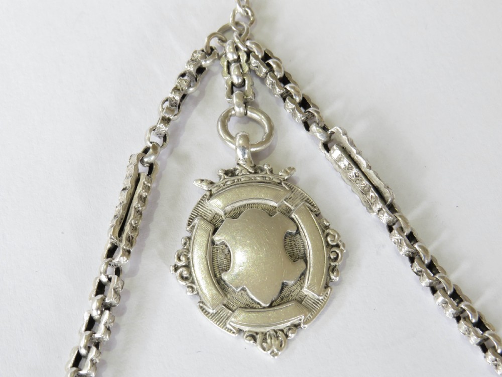 Victorian silver double pocket watch chain View II