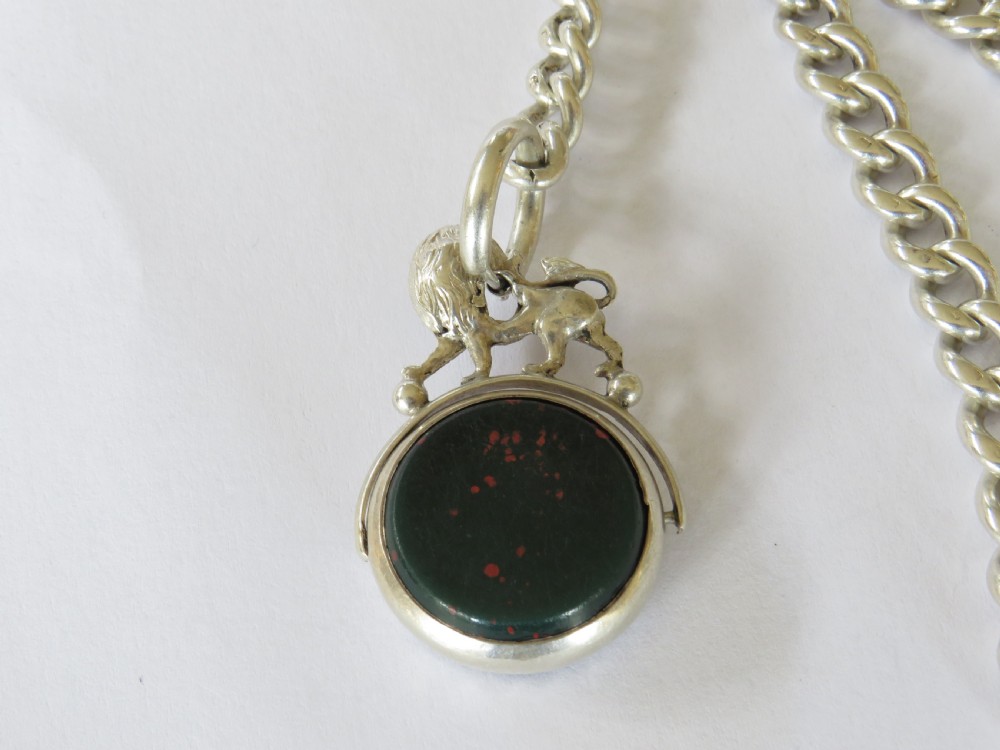 Victorian silver watch chain and swivel fob View III