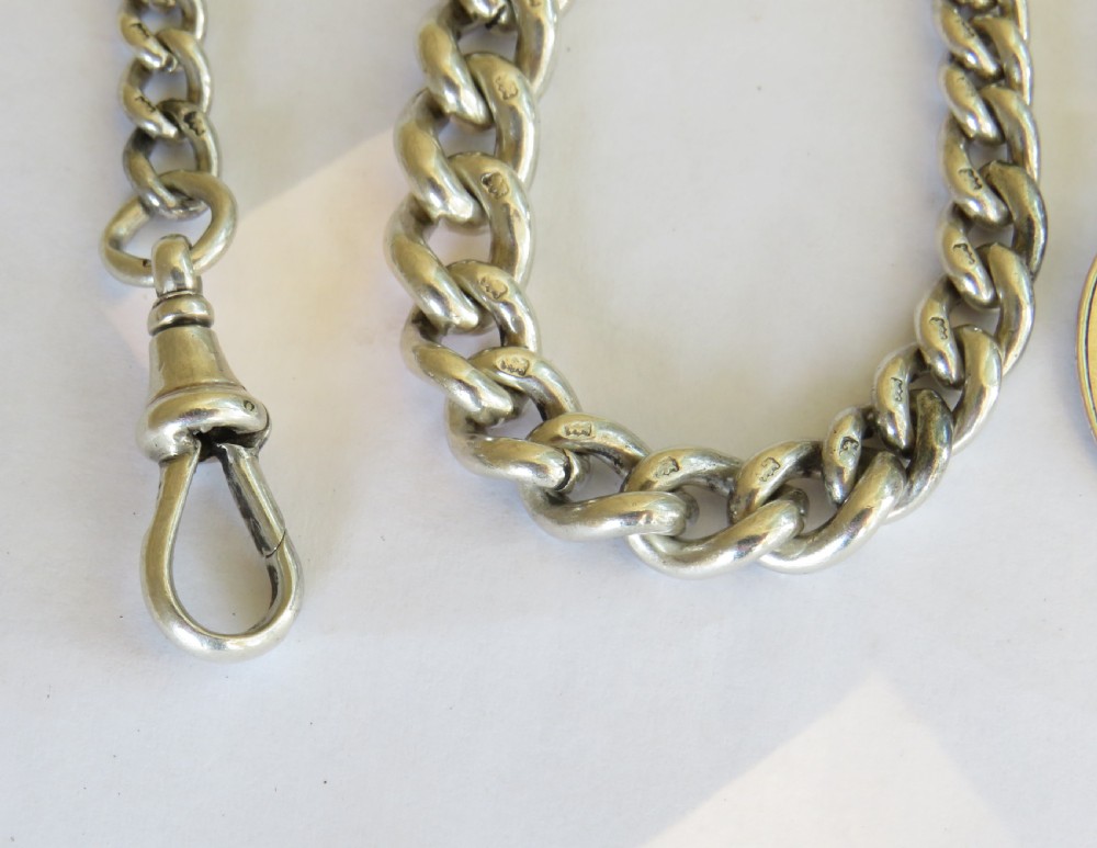 Antique silver pocket watch chain and fob View IV