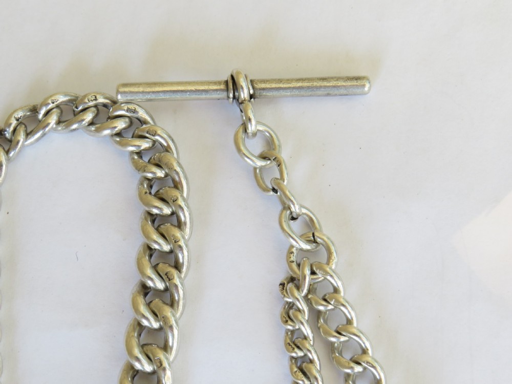 Antique silver pocket watch chain and fob View V