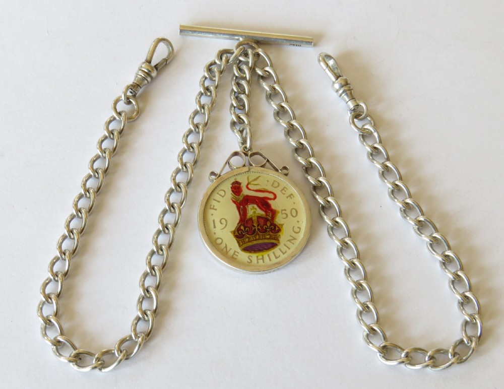 1920s silver double pocket watch chain