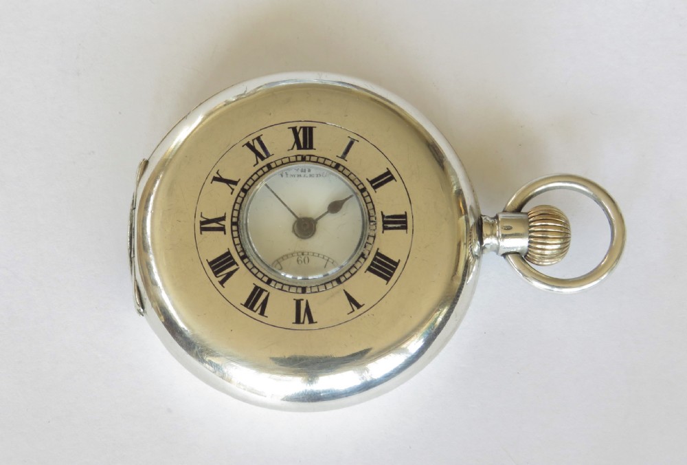 Antique silver half hunter pocket watch, 1912