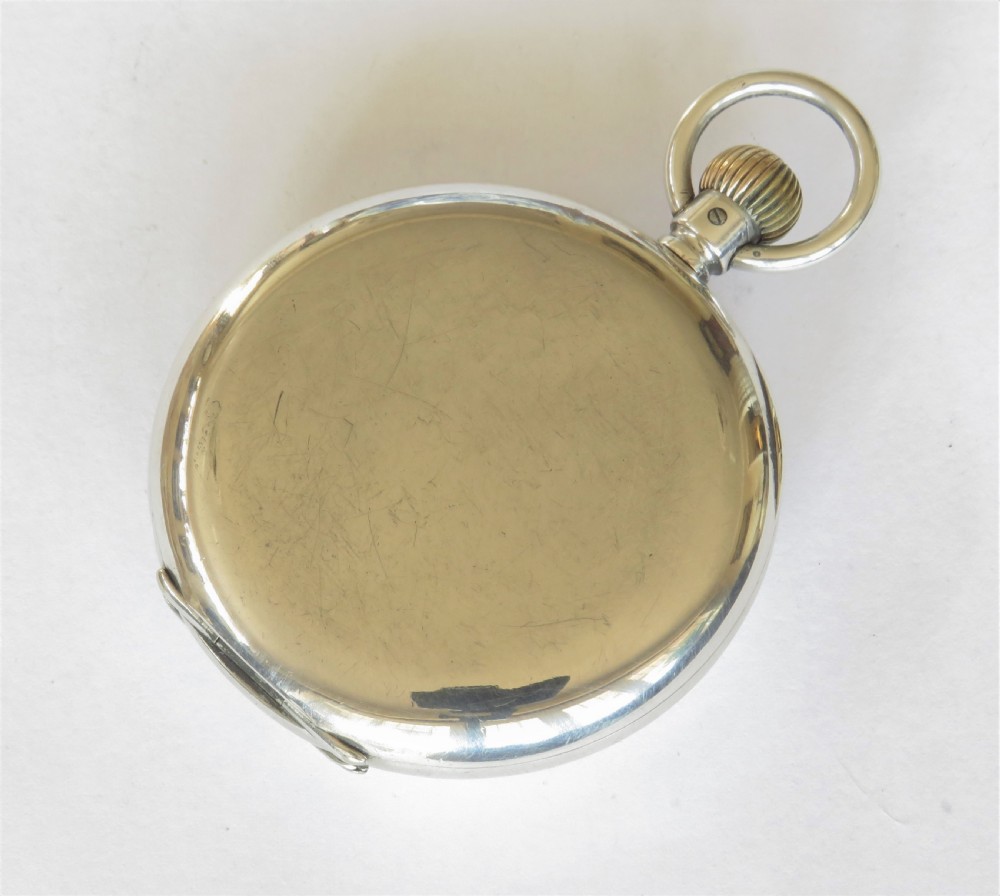 Antique Denco silver hunter pocket watch, military View II