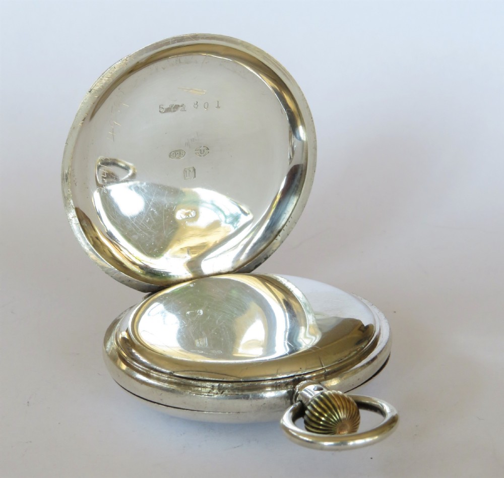 Antique Denco silver hunter pocket watch, military View IV