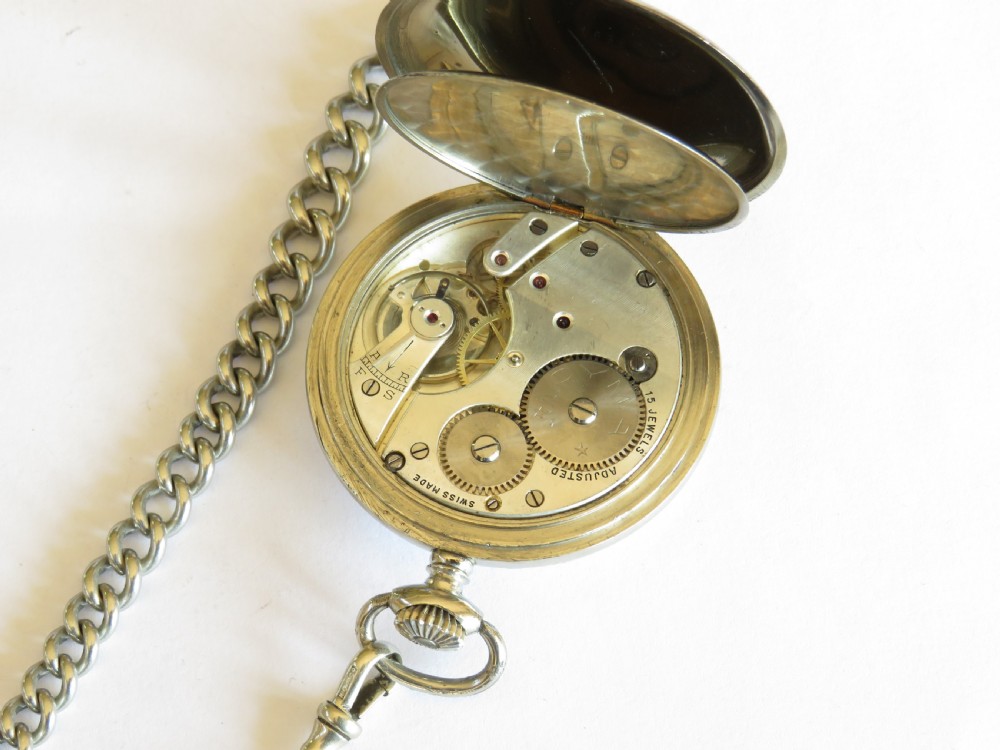 A 1920s Cyma pocket watch with chain. View IV