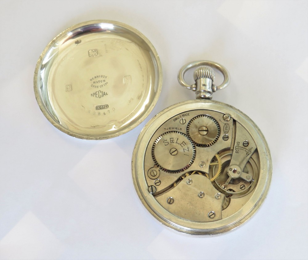 A 1920s silver Selezi pocket watch. View III