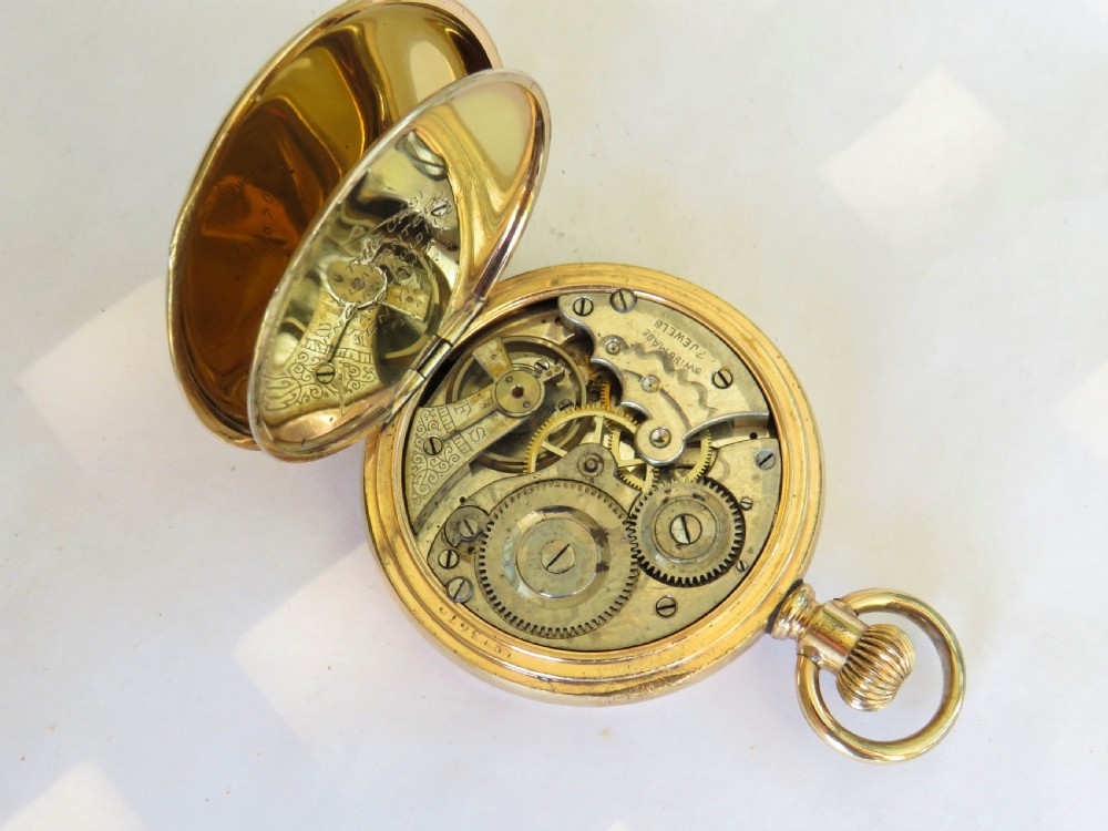 1920s Swiss full hunter pocket watch. View V