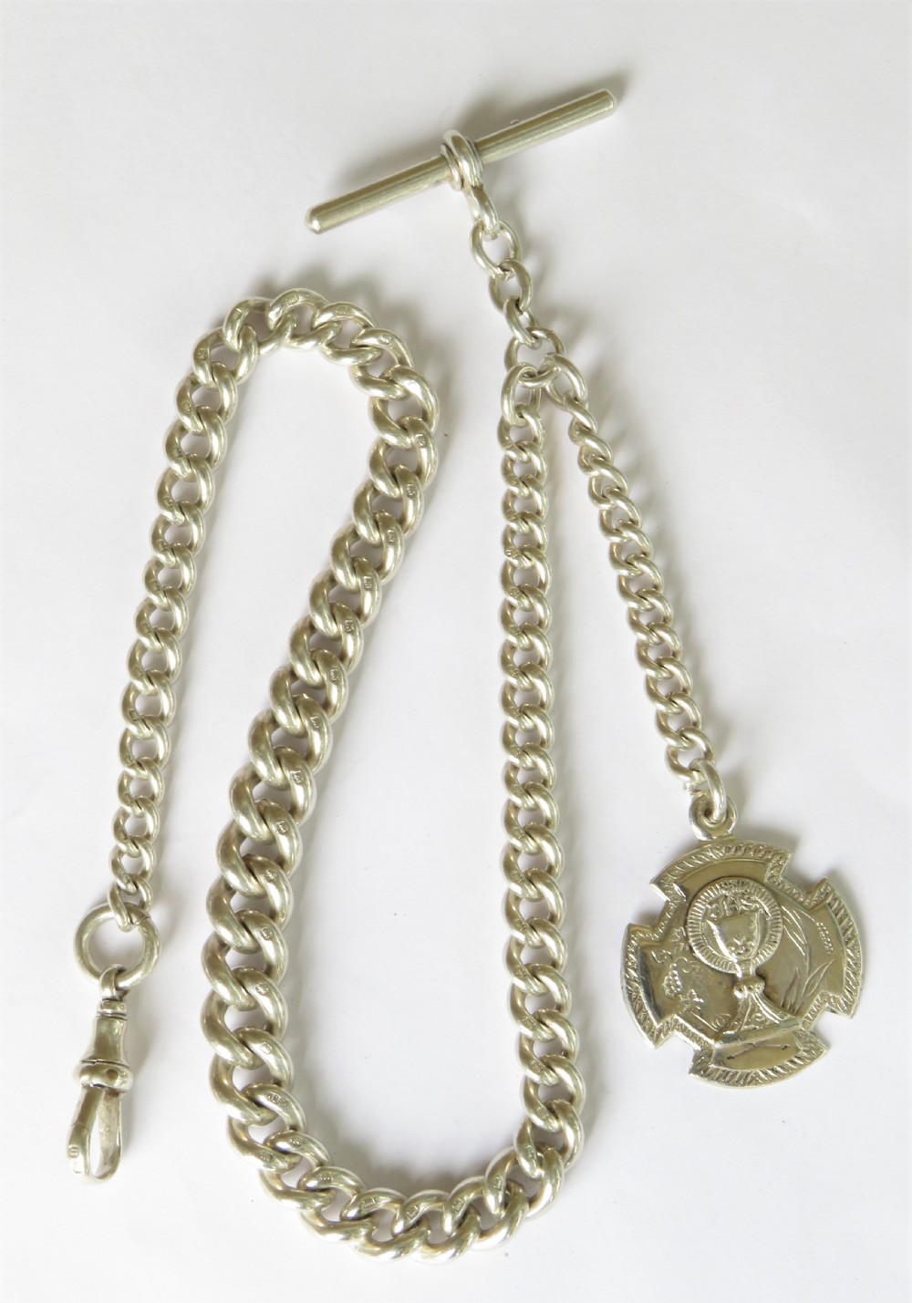 Antique silver pocket watch albert & fob