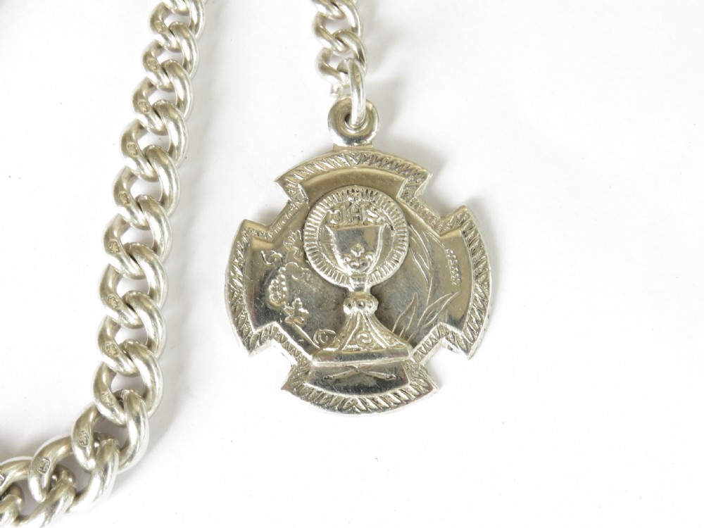 Antique silver pocket watch albert & fob View III