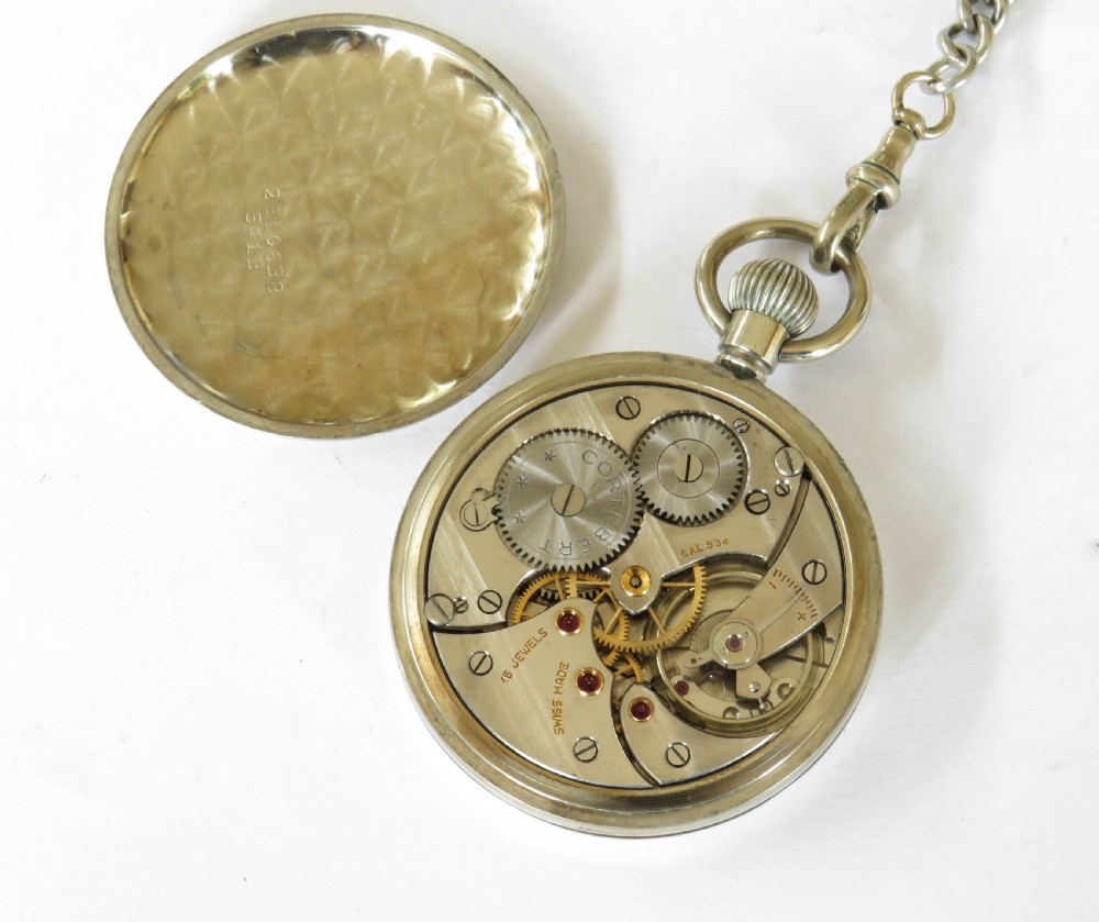 1930s Cortebert pocket watch and chain View IV