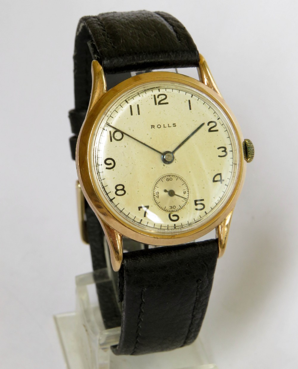Gents 9ct rose gold Rolls wrist watch, 1951 View II