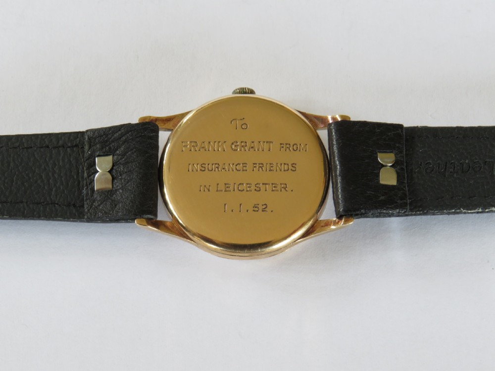 Gents 9ct rose gold Rolls wrist watch, 1951 View III