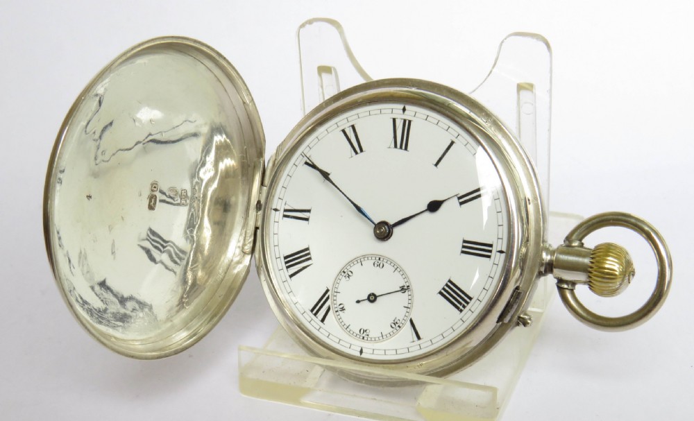 Antique silver English Watch Co full hunter pocket watch