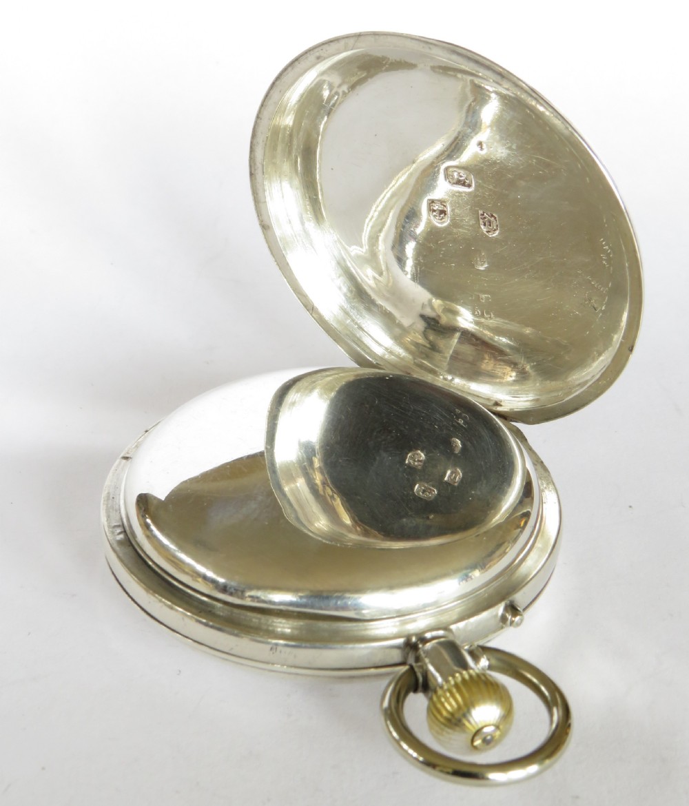Antique silver English Watch Co full hunter pocket watch View III