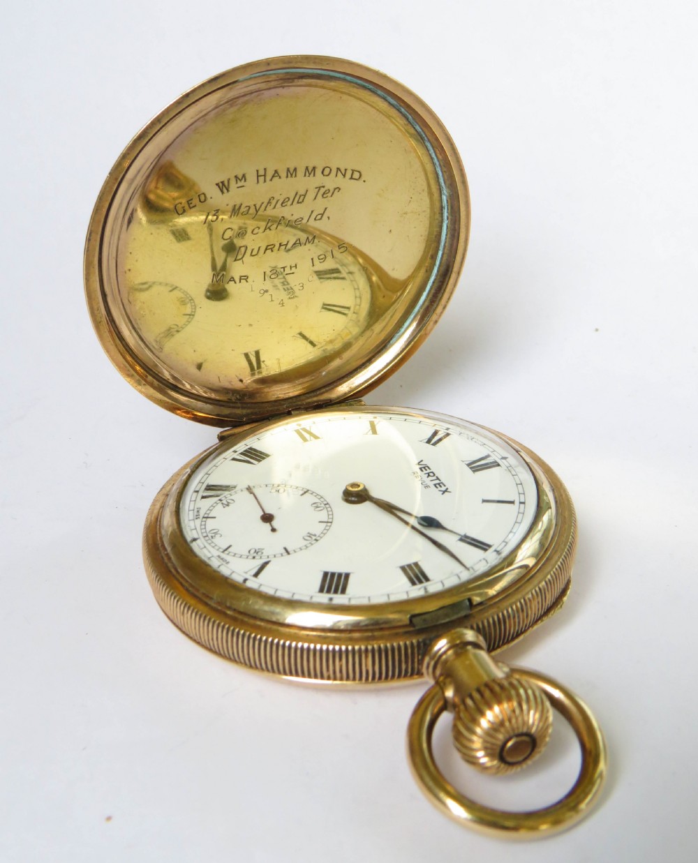 Antique Vertex full hunter pocket watch View IV