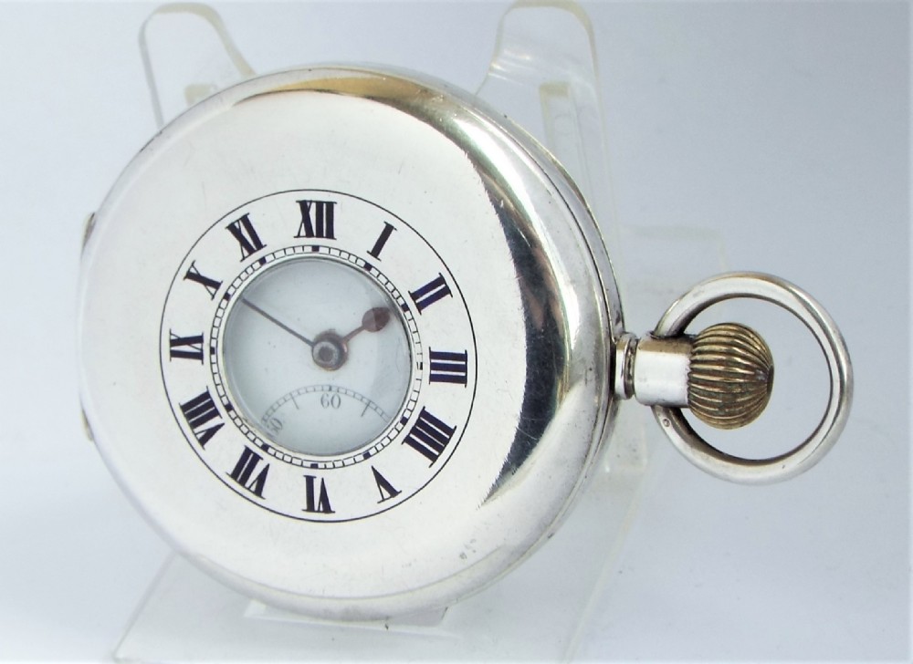 Antique silver Buren half hunter pocket watch.