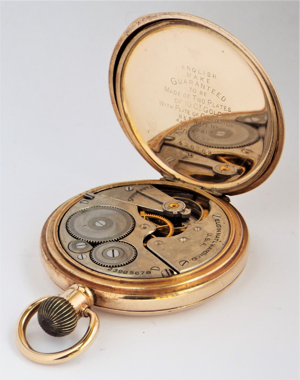 1921 Elgin full hunter pocket watch. View V