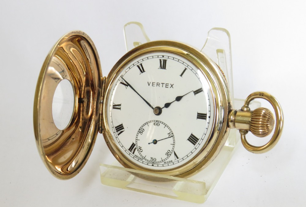 1930s Vertex Revue half hunter pocket watch View II
