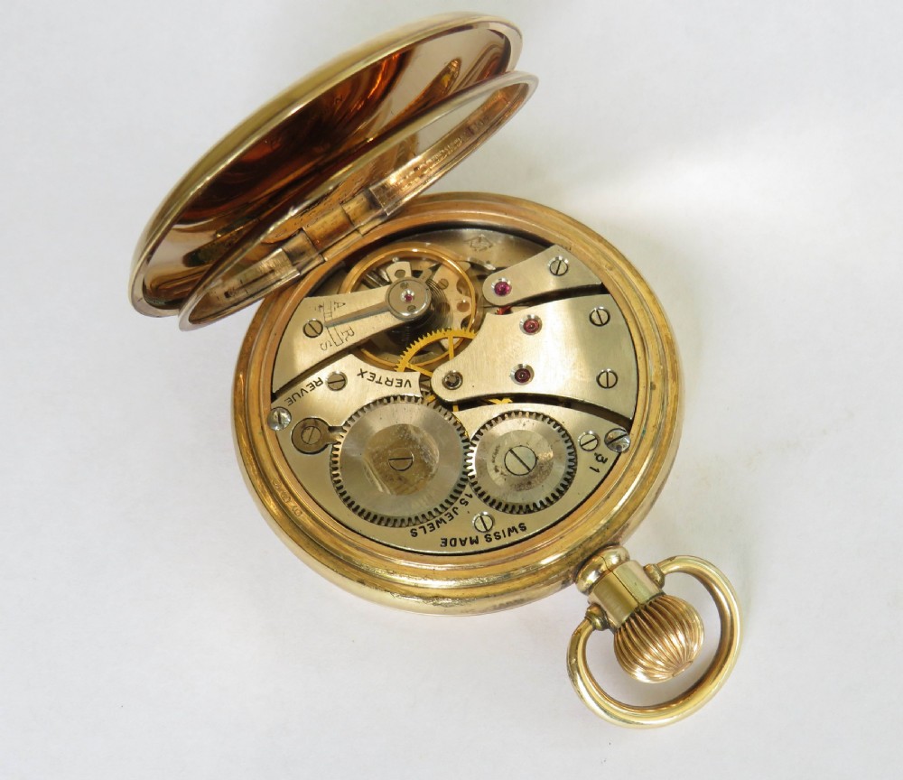 1930s Vertex Revue half hunter pocket watch View IV