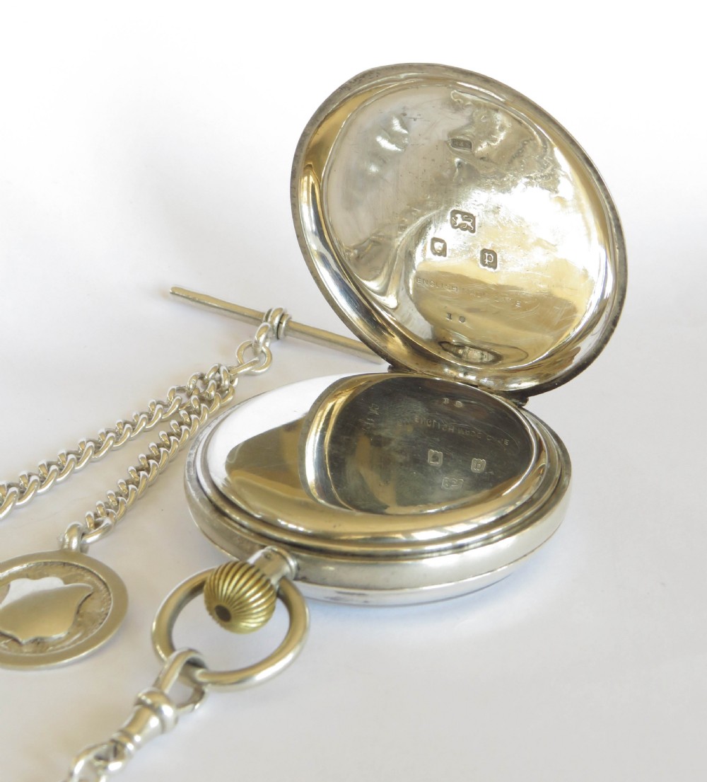 1930s silver pocket watch with chain View II