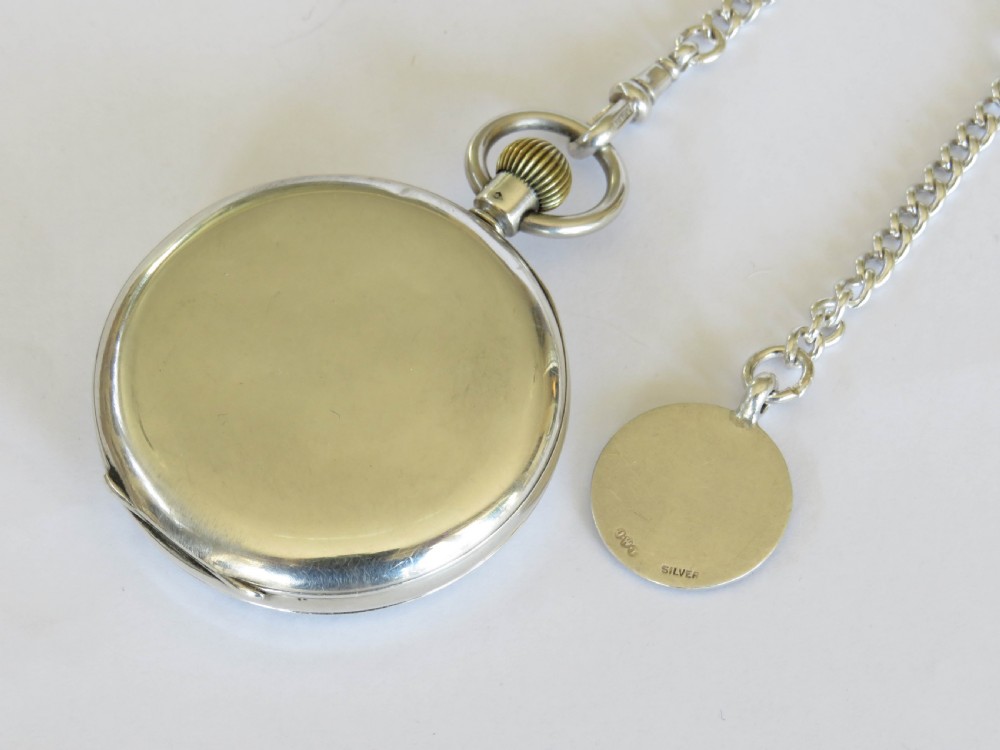 1930s silver pocket watch with chain View IV