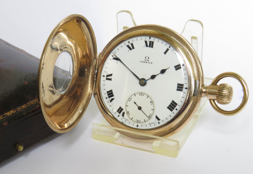 Antique Omega half hunter pocket watch View III