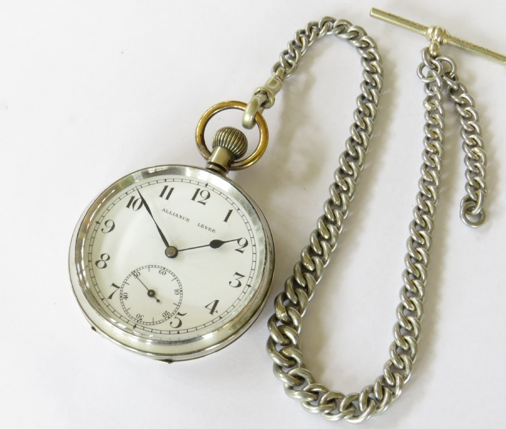 Antique Alliance Lever pocket watch and chain View II