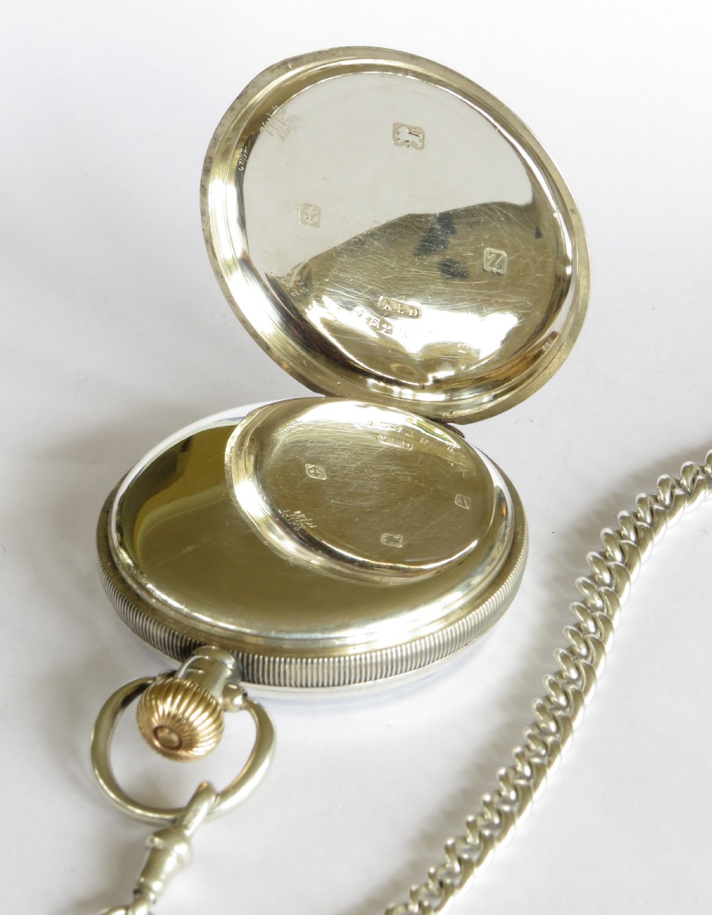 Antique silver Waltham pocket watch and chain View IV