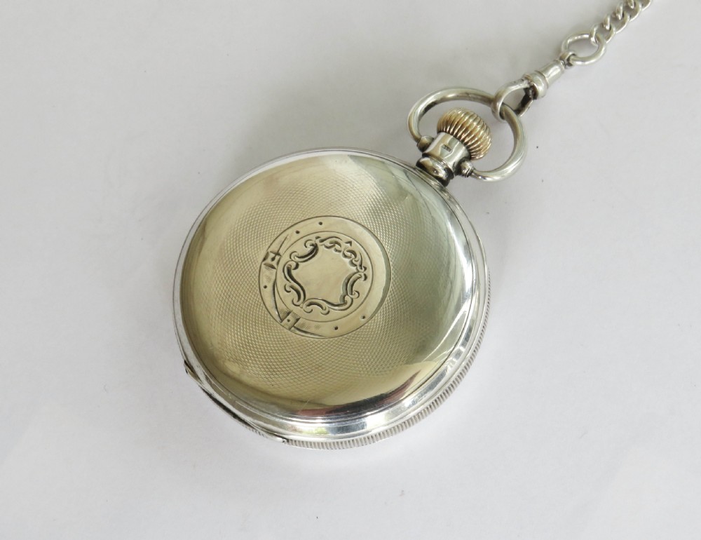 Antique silver Waltham pocket watch and chain View V
