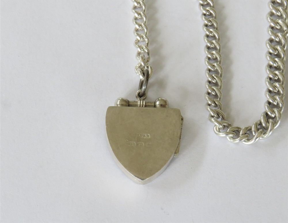 Antique silver watch chain with unusual locket View III