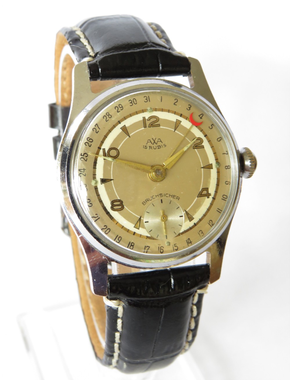 Gents 1950s date pointer Axa wrist watch View II