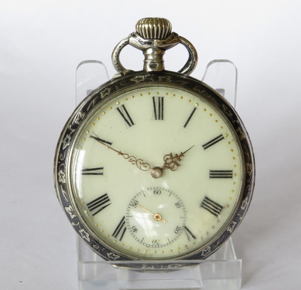 Antique niello ware Swiss pocket watch View II
